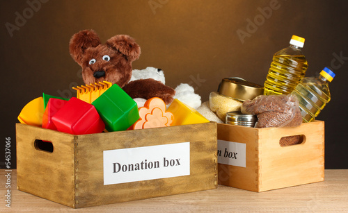 Photo: Donation box with food and children's toys Donation box with food and children's toys
