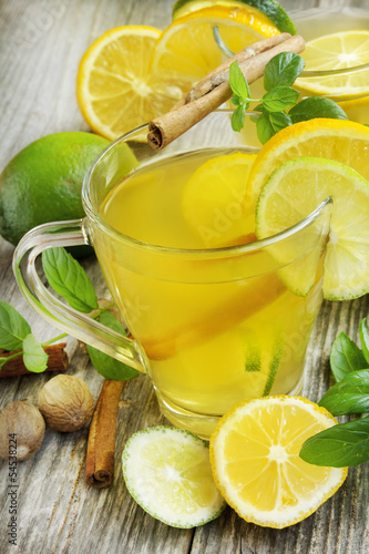 Photo: Lemonade with lime,mint and cinnamon Lemonade with lime,mint and cinnamon