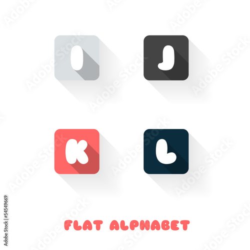 Vector: I J K L - Flat Design Button Alphabet I J K L - Flat Design Button Alphabet