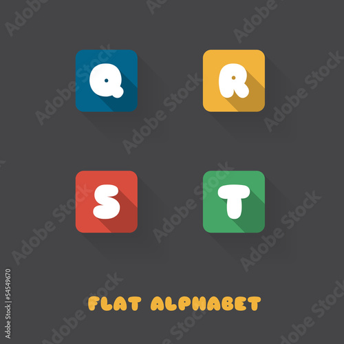 Vector: Q R S T - Flat Design Button Alphabet Q R S T - Flat Design Button Alphabet