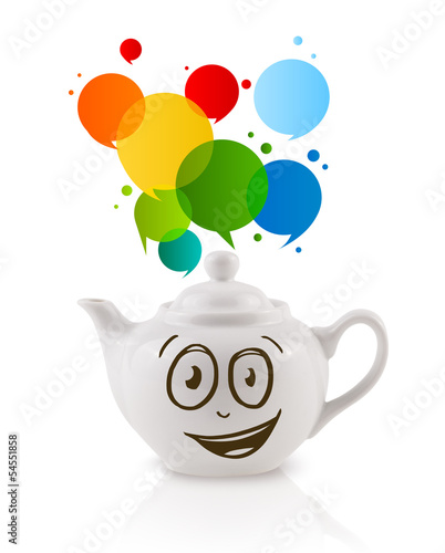 Photo: Coffee can with colorful abstract speech bubble Coffee can with colorful abstract speech bubble