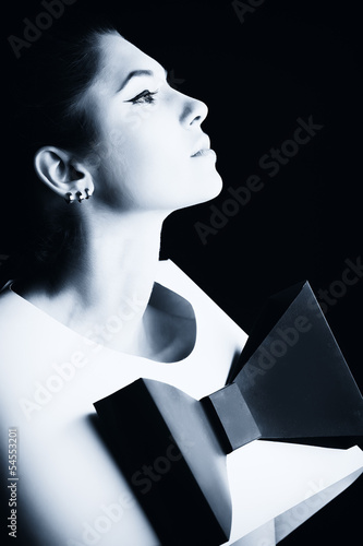 Photo: brunette in white brunette in white