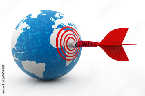 Illustration: one arrow hitting the world center one arrow hitting the world center