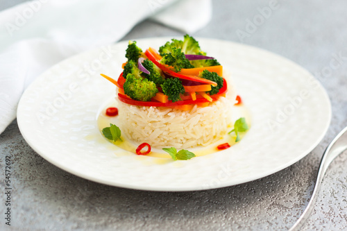 Photo: steamed vegetables with rice steamed vegetables with rice