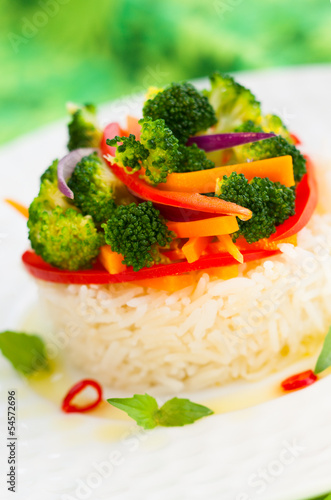Photo: steamed vegetables with rice steamed vegetables with rice