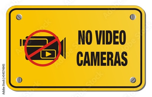 Vector: no video cameras yellow sign - rectangle sign no video cameras yellow sign - rectangle sign