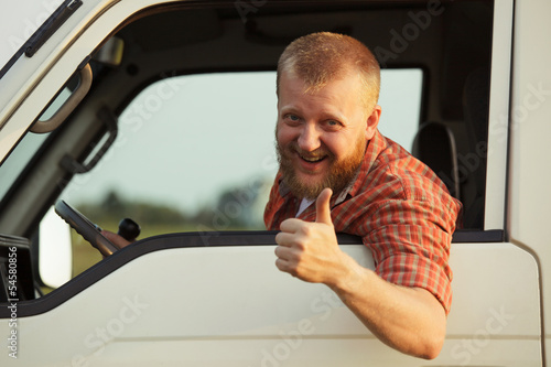 Photo: Driver shows that it all okay Driver shows that it all okay