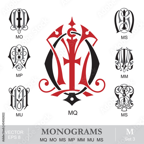 Vector: Vintage Monograms MQ MO MS MP MM MU MS Vintage Monograms MQ MO MS MP MM MU MS