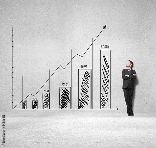 Photo: businessman and drawing chart businessman and drawing chart