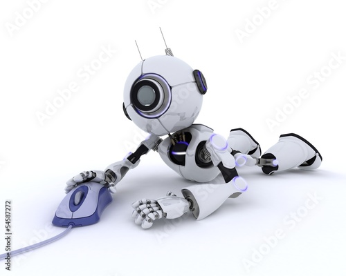 Illustration: Robot with a computer mouse Robot with a computer mouse
