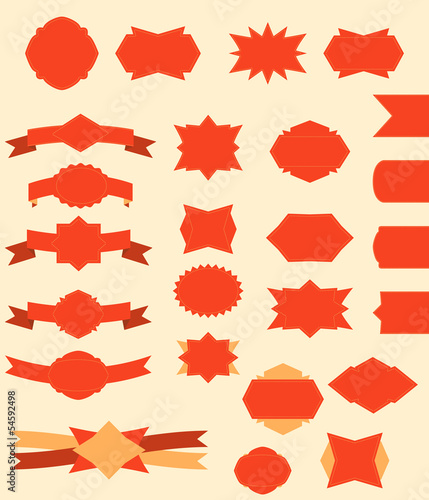 Vector: Flat vintage ribbons and labels Flat vintage ribbons and labels