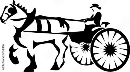 Vector: draft horse with buggy draft horse with buggy
