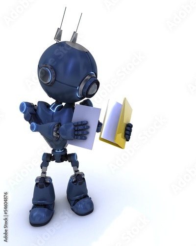 Illustration: Android with folder and documents Android with folder and documents