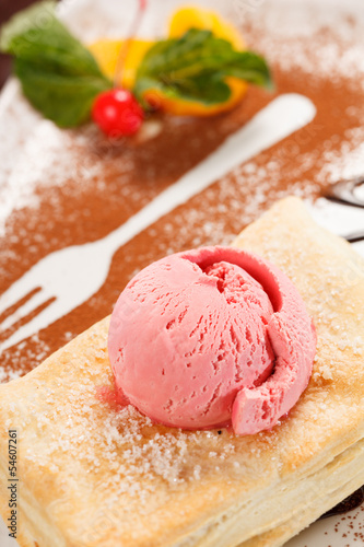 Photo: puff pastry with ice cream puff pastry with ice cream