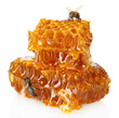 sweet honeycomb with honey and bee, isolated on white sweet honeycomb with honey and bee, isolated on white