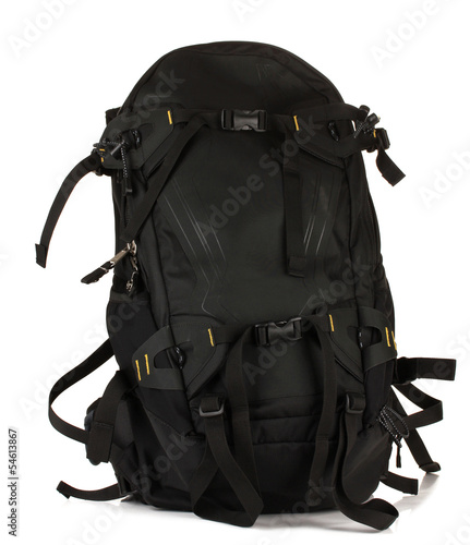 Photo: Black backpack, isolated on white Black backpack, isolated on white