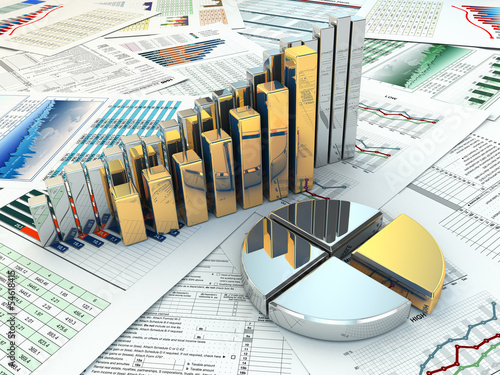 Illustration: Business concept. Graph and charts. Business concept. Graph and charts.