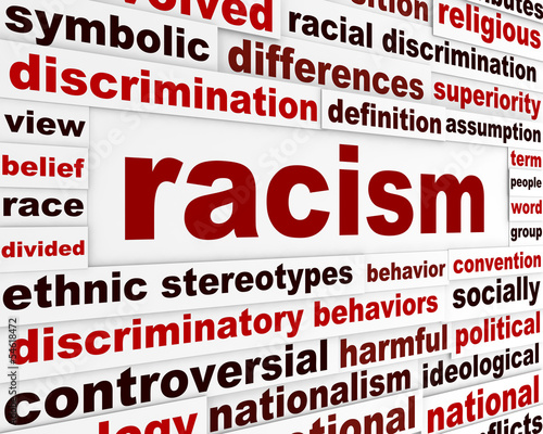 Illustration: Racism humanity warning message concept Racism humanity warning message concept