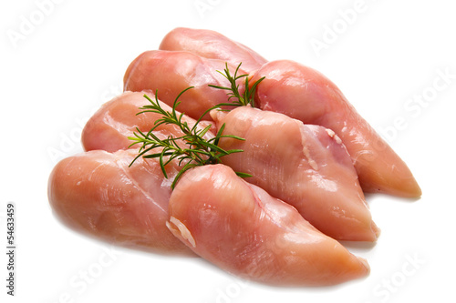 Photo: raw chicken fillets close up on white raw chicken fillets close up on white
