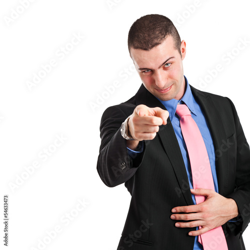 Photo: Handsome businessman pointing his finger at you Handsome businessman pointing his finger at you