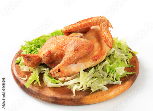 Photo: Roasted chicken with lettuce Roasted chicken with lettuce