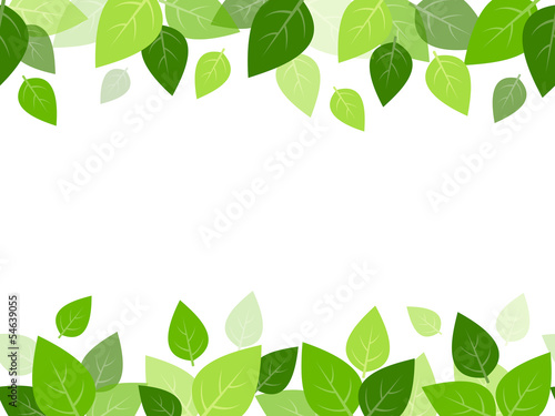 Vector: Horizontal seamless background with green leaves. Horizontal seamless background with green leaves.