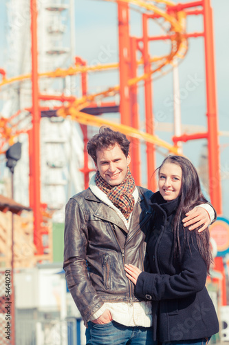 Photo: Happy Young Couple at Amusement Park in Wien Happy Young Couple at Amusement Park in Wien
