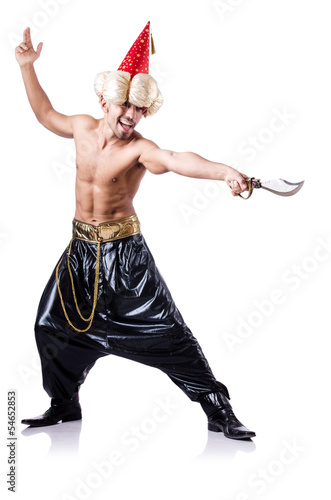 Photo: Pirate with dagger isolated on the white Pirate with dagger isolated on the white