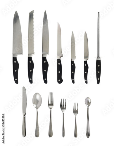 Photo: Steel kitchen knife and cutlery set Steel kitchen knife and cutlery set