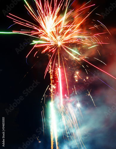 Photo: Multiple fireworks in the night Multiple fireworks in the night