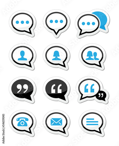 Vector: Speech bubble, blog, contact vector icons set Speech bubble, blog, contact vector icons set