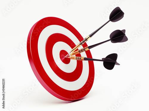Illustration: Darts on red target Darts on red target
