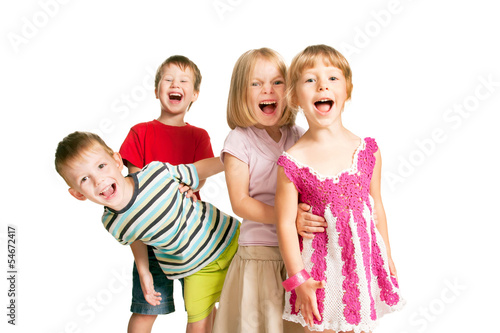 Photo: Group of children having fun, playing, screaming. Group of children having fun, playing, screaming.