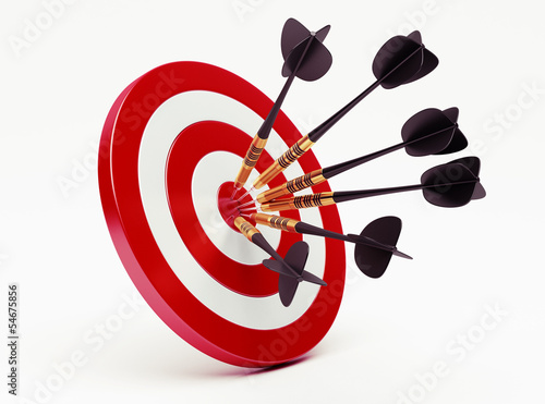 Illustration: Darts on red target Darts on red target