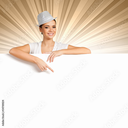 Photo: Attractive woman with banner Attractive woman with banner