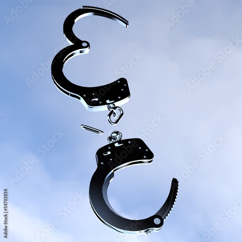 Illustration: Freedom concept - handcuffs are gone Freedom concept - handcuffs are gone