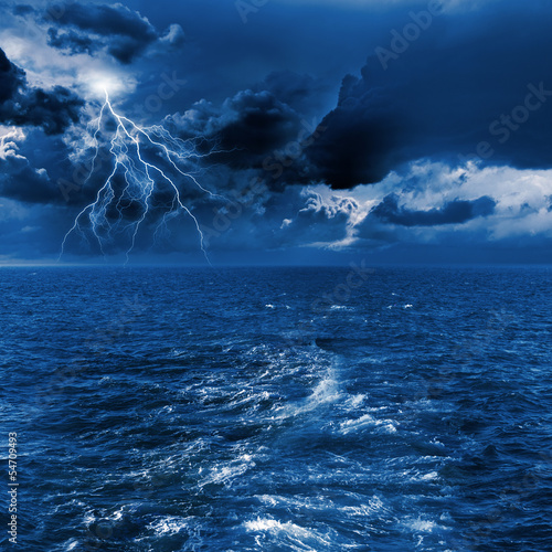 Illustration: Thunderstorm in sea Thunderstorm in sea