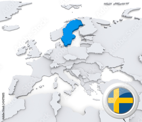 Illustration: Sweden on map of Europe Sweden on map of Europe