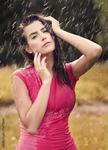 Photo: Sexy woman in summer raindrops Sexy woman in summer raindrops