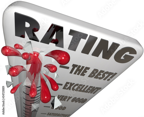 Illustration: Rating Quality Score Review Thermometer Measuring Reputation Rating Quality Score Review Thermometer Measuring Reputation