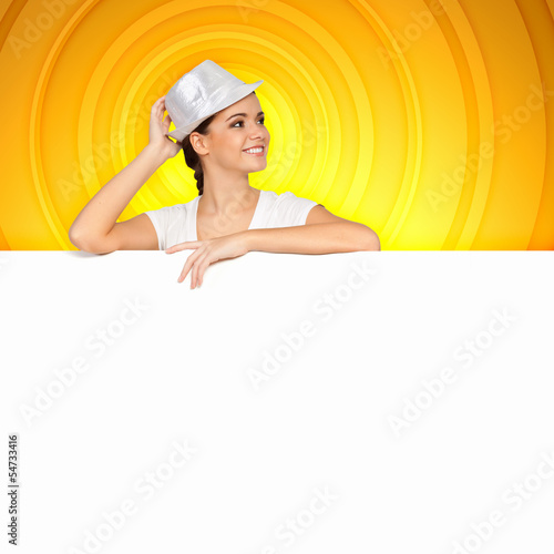 Photo: Attractive woman with banner Attractive woman with banner