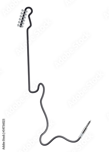 Vector: jack connectors with cable shaped in guitar form jack connectors with cable shaped in guitar form