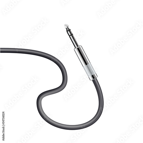 Vector: Jack with cable isolated on white Jack with cable isolated on white