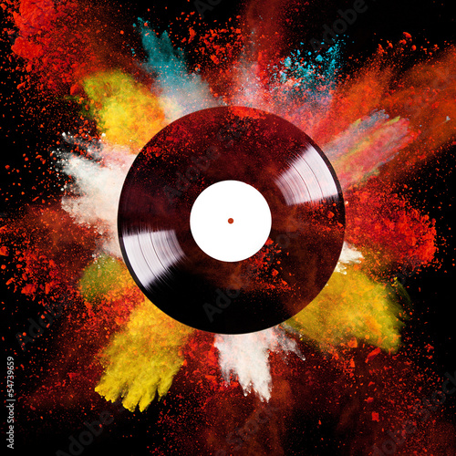 Photo: Vinyl disc with colored powder Vinyl disc with colored powder