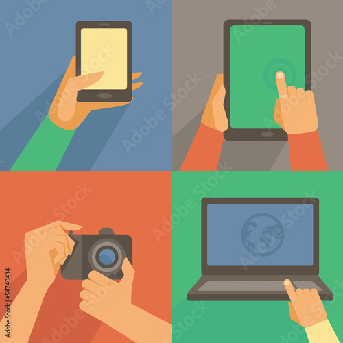 Vector: Vector set of flat icons - mobile phone, laptop Vector set of flat icons - mobile phone, laptop