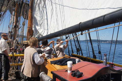 Photo: The crew sets the sails of the Lady Washington The crew sets the sails of the Lady Washington