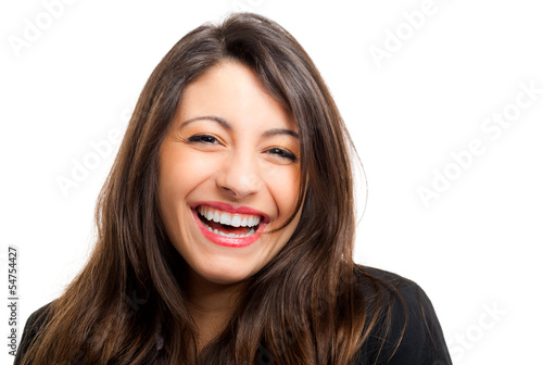 Photo: Businesswoman laughing isolated on white Businesswoman laughing isolated on white