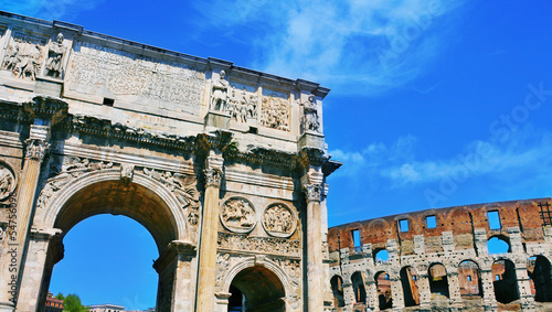 Photo: Arch of Constantine and Coliseum in Rome, Italy Arch of Constantine and Coliseum in Rome, Italy