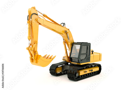 Illustration: Excavator isolated with light shadow Excavator isolated with light shadow