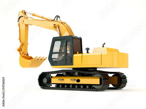 Illustration: Excavator isolated with light shadow Excavator isolated with light shadow